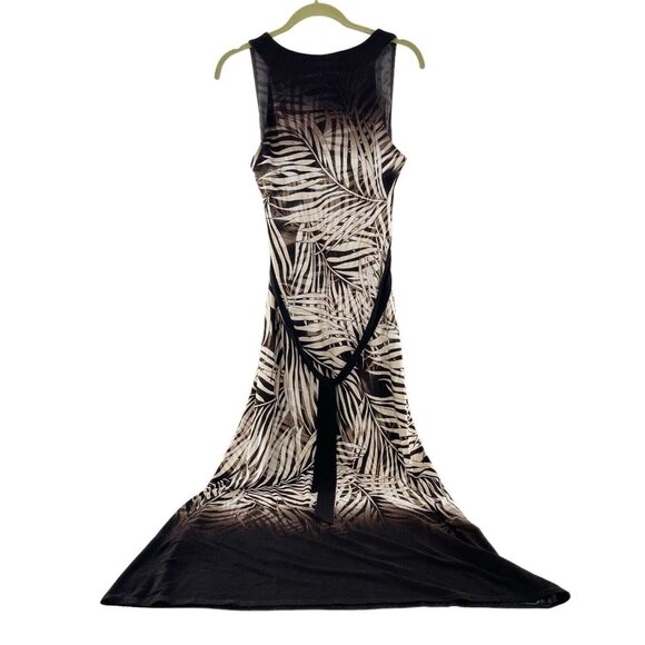 Roz & Ali Dress 14 Black Brown Sleeveless Maxi Belt tie waist neutral Western - Picture 7 of 13